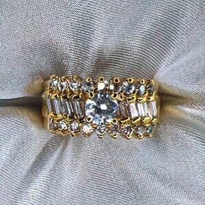 Elegant Gold-Plated CZ Diamond Ring